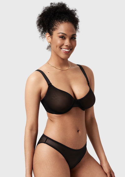 Unlined Underwire Sheer Mesh Bra